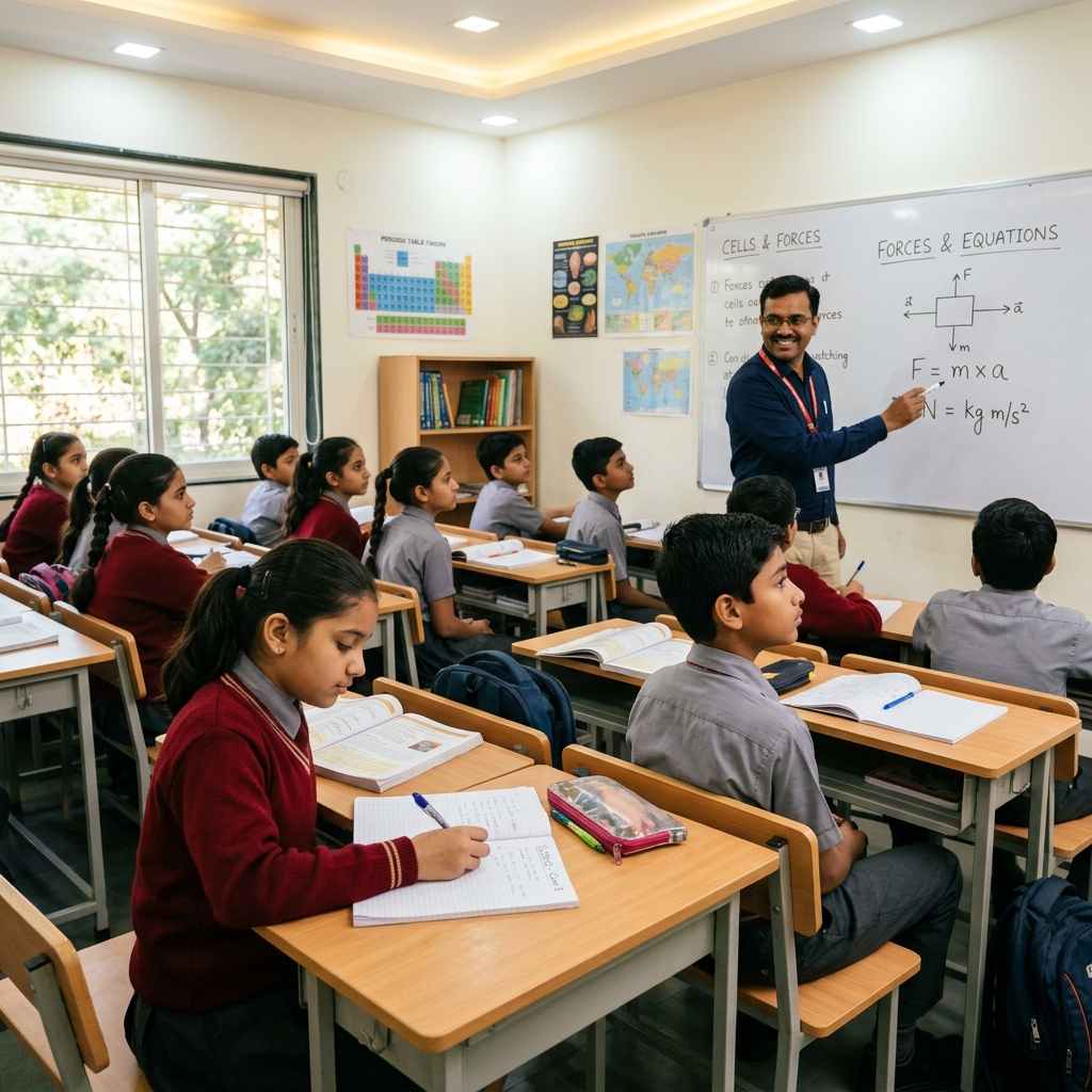 Students learning with teacher at Achievers Point Classes